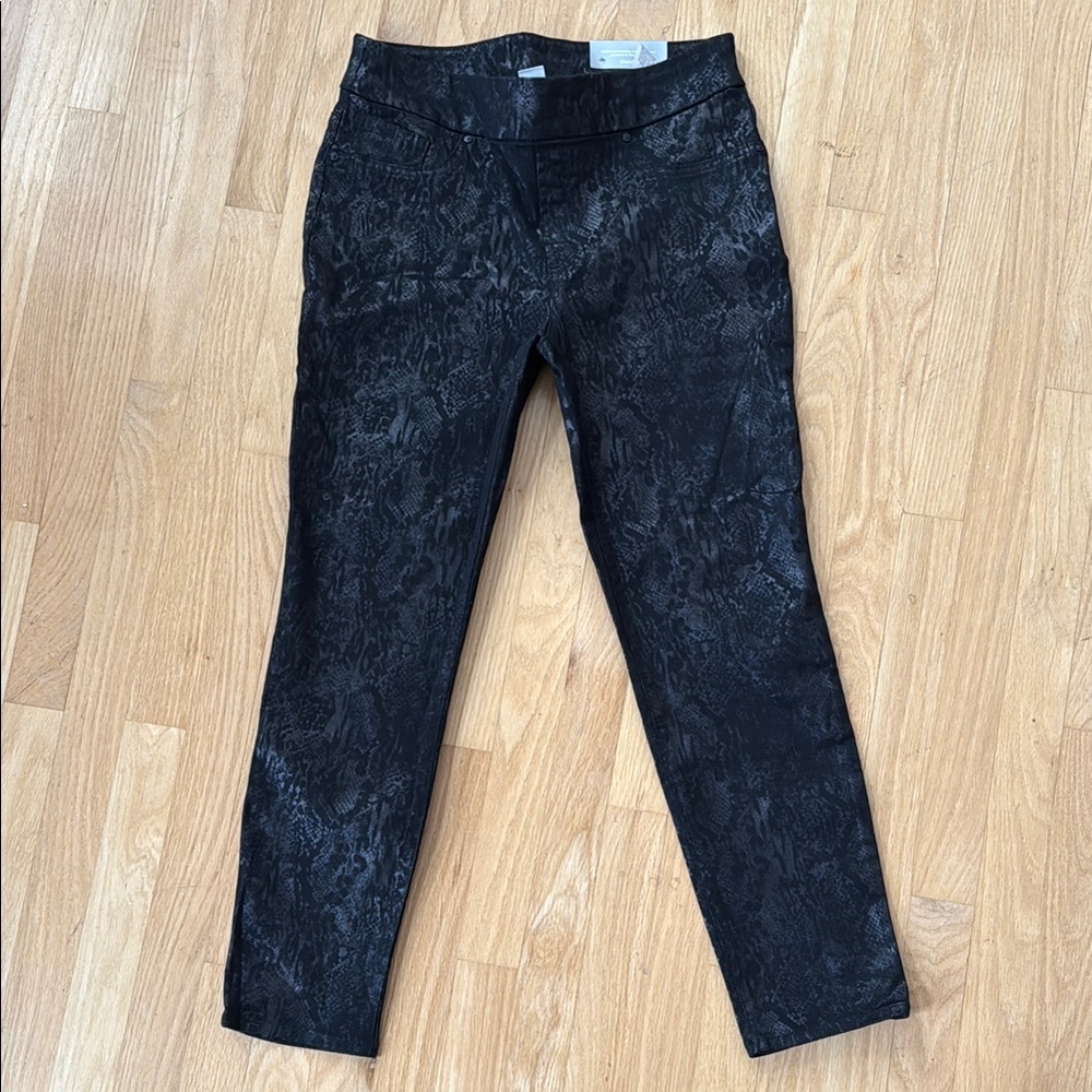 Chicos Pullon Snake Print Women's Black Patterned Skinny Jegging Jeans
